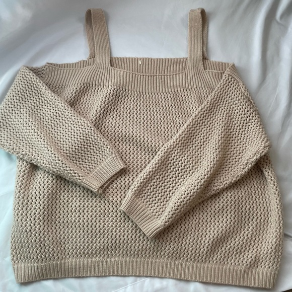 Cream Knit Off Shoulder Sweater - Picture 4 of 5